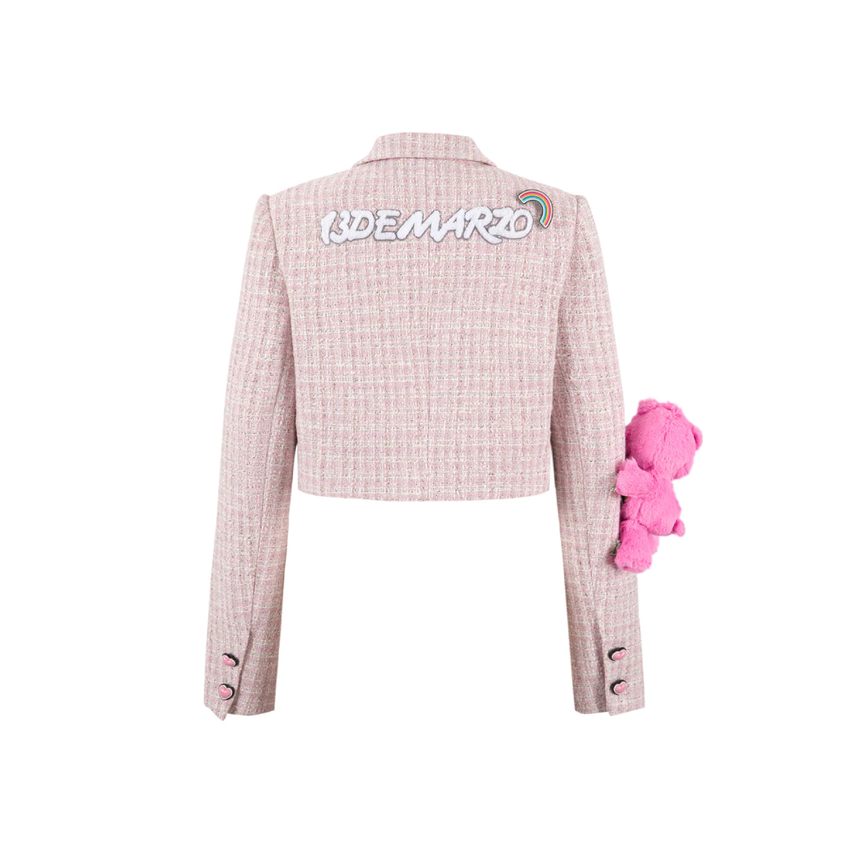 13De Marzo X Care Bears Heart Button Tweed Short Jacket Pink