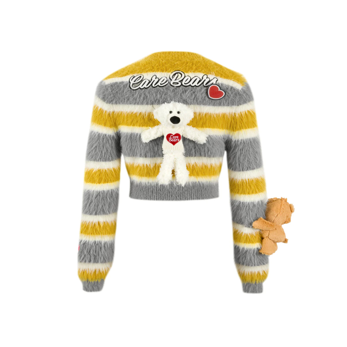 13De Marzo X Care Bears Badges Striped Furry Sweater Yellow