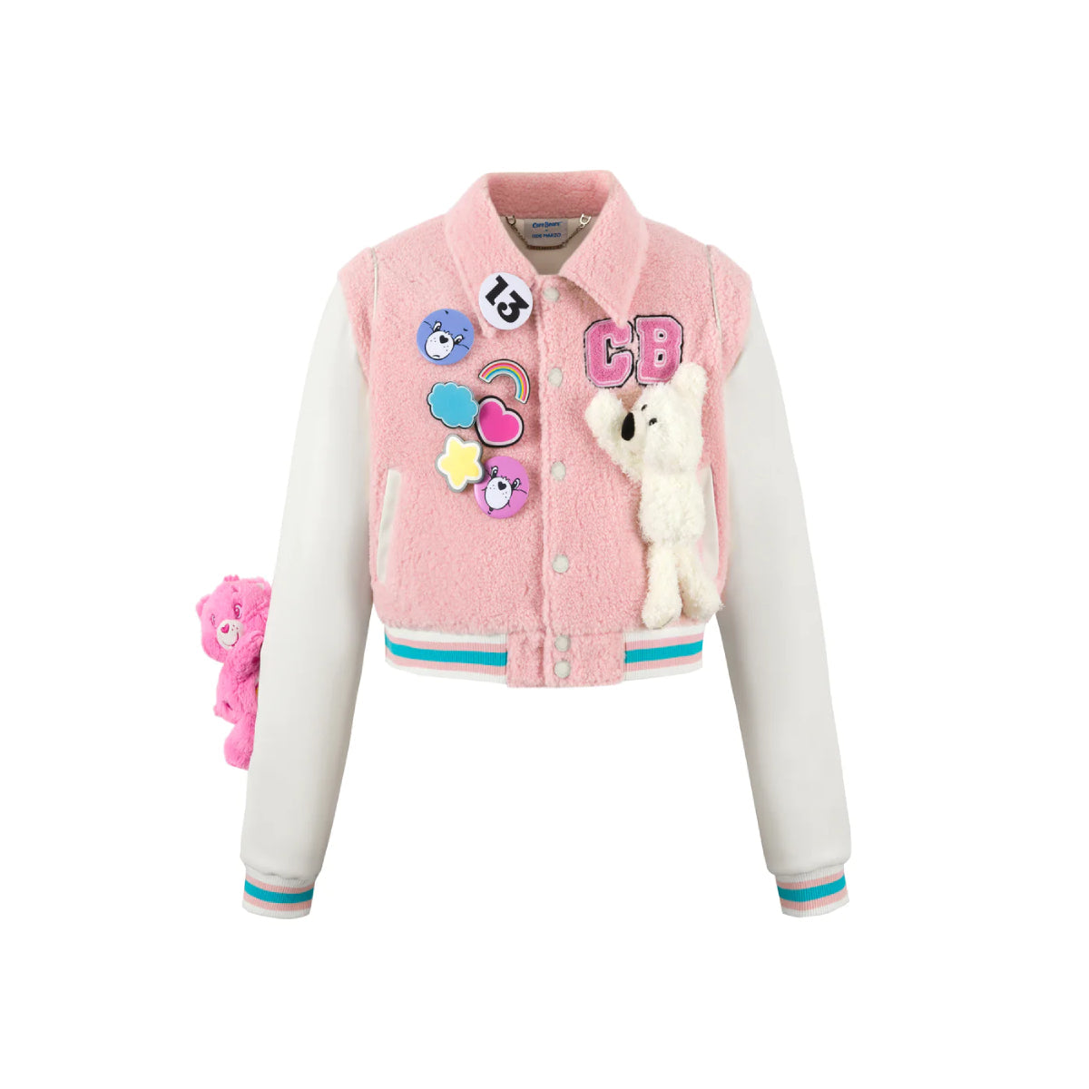 13De Marzo X Care Bears Short Baseball Jacket Pink