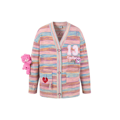 13De Marzo X Care Bears Colored Striped Cardigan Pink