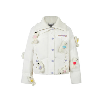 13De Marzo Heart Bear Luminous Down Jacket White