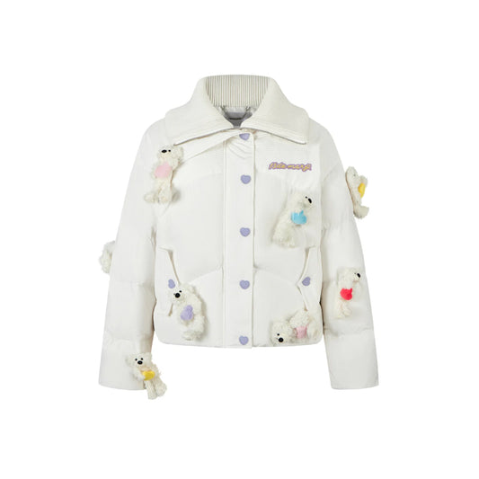 13De Marzo Heart Bear Luminous Down Jacket White