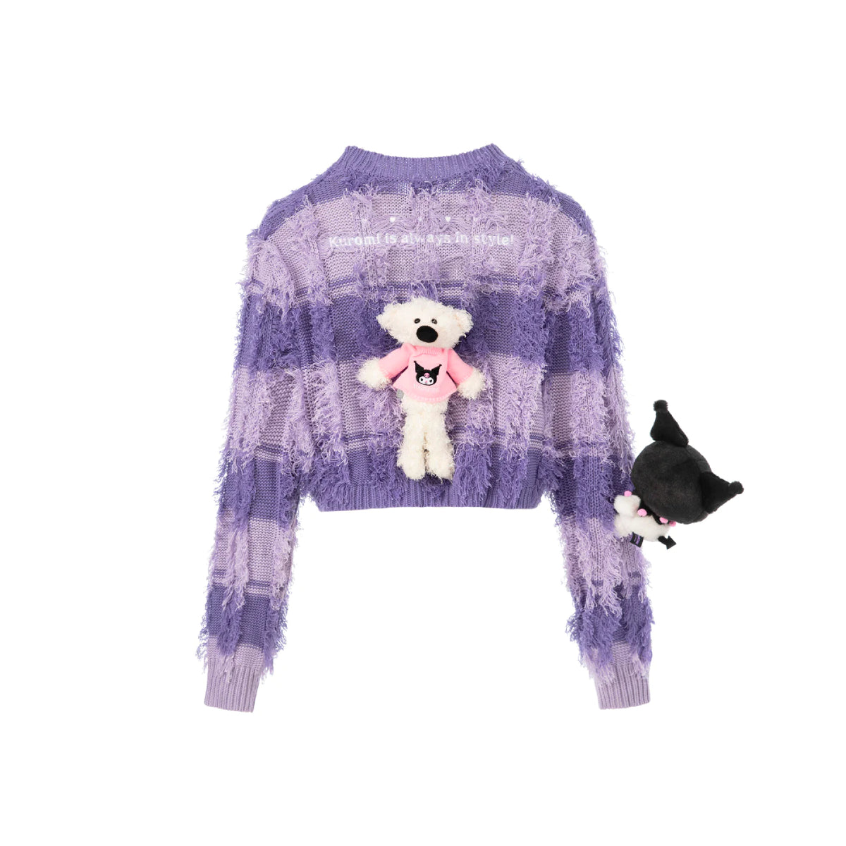 13De Marzo X Kuromi Bear Striped Knit Cardigan Purple