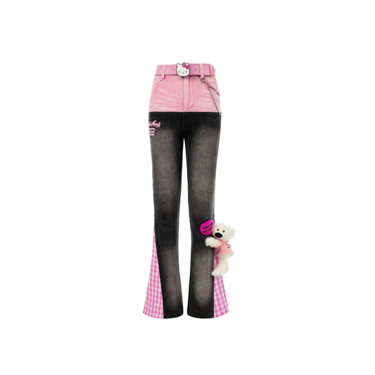 13De Marzo X Hello Kitty Color Blocked Bear Jeans