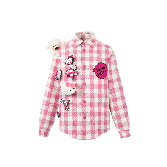 13De Marzo X Hello Kitty Plush Toy Plaid Shirt Pink