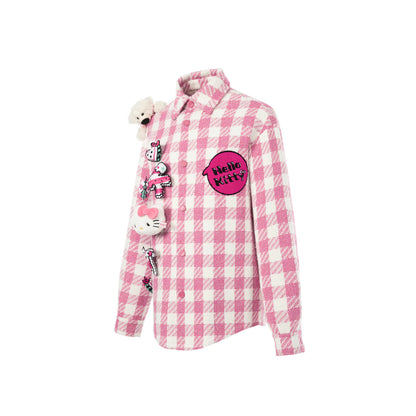 13De Marzo X Hello Kitty Plush Toy Plaid Shirt Pink