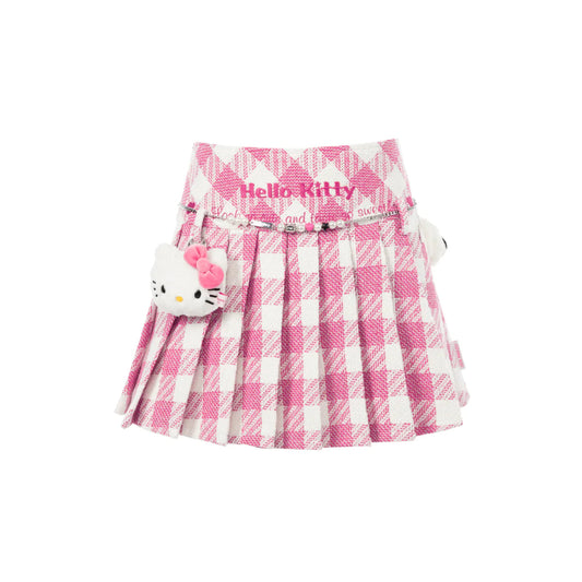 13De Marzo X Hello Kitty Plush Toy Plaid Skirt Pink