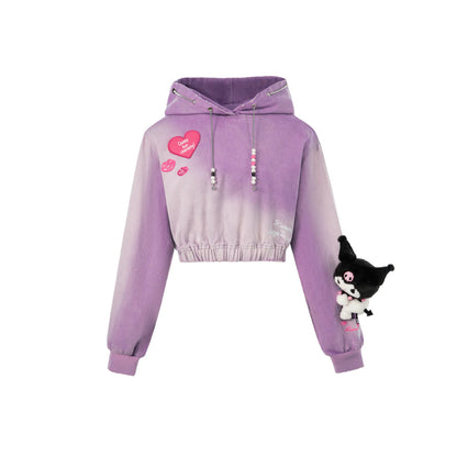 13De Marzo X Kuromi Bear String Washed Hoodie Purple