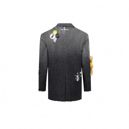 13 De Marzo X Smiley Gradient Suit Jacket Washed Black