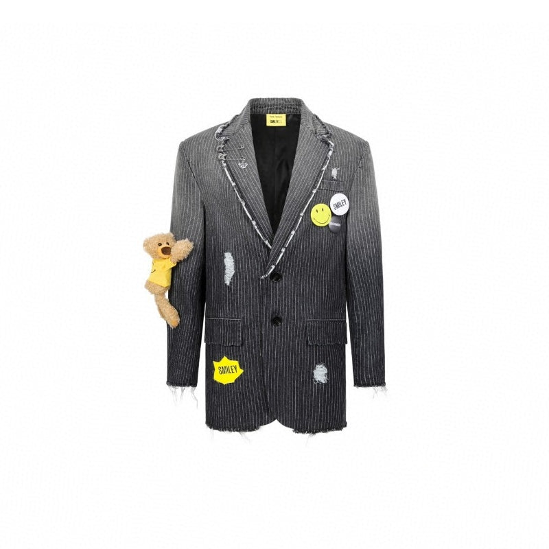 13 De Marzo X Smiley Gradient Suit Jacket Washed Black