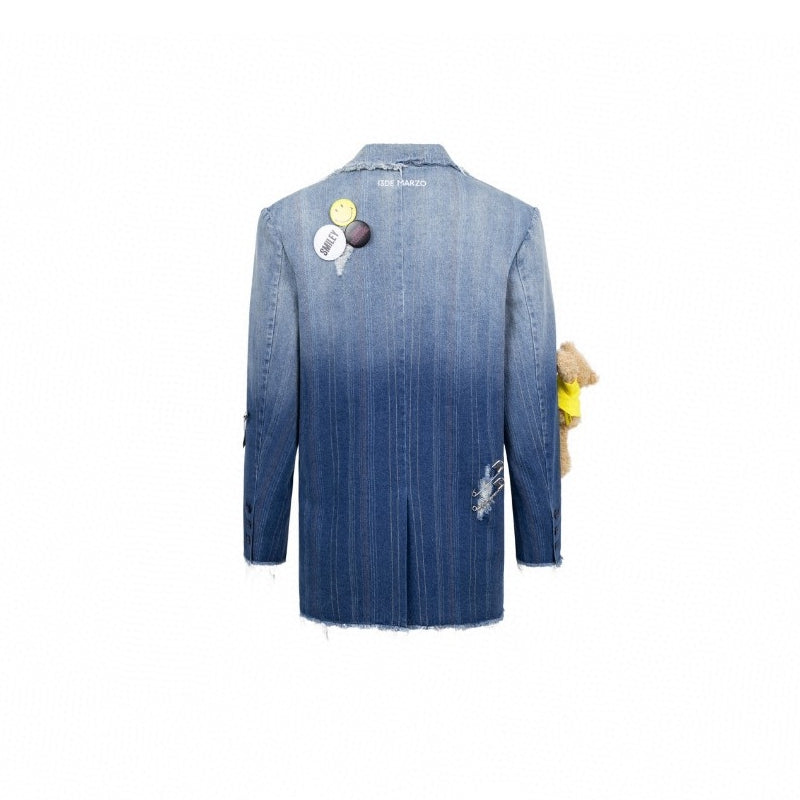 13 De Marzo X Smiley Gradient Suit Jacket Washed Blue