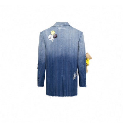 13 De Marzo X Smiley Gradient Suit Jacket Washed Blue