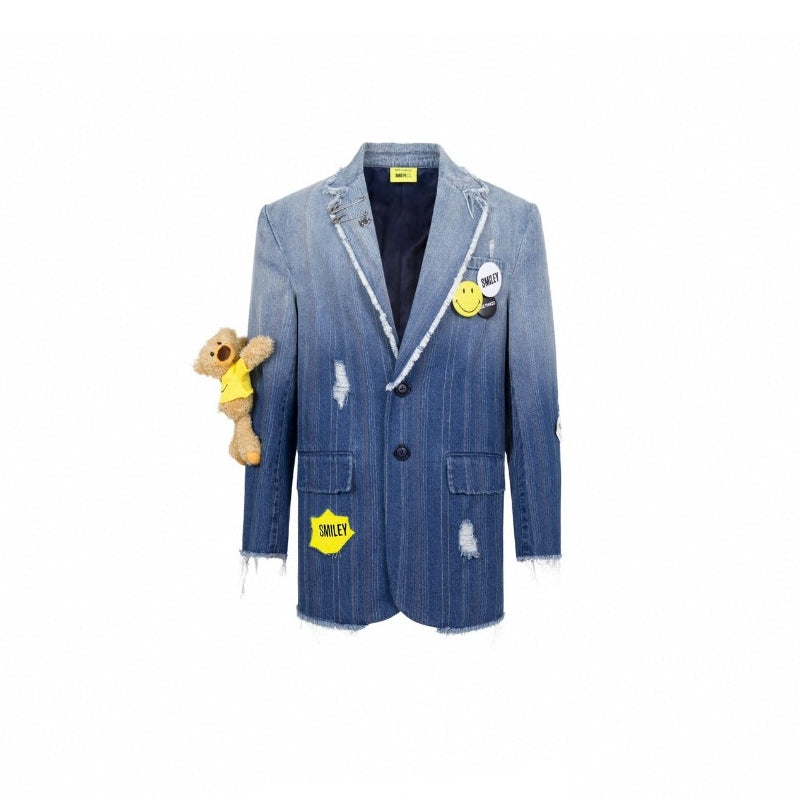 13 De Marzo X Smiley Gradient Suit Jacket Washed Blue