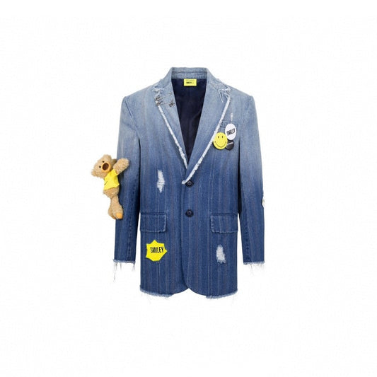 13 De Marzo X Smiley Gradient Suit Jacket Washed Blue