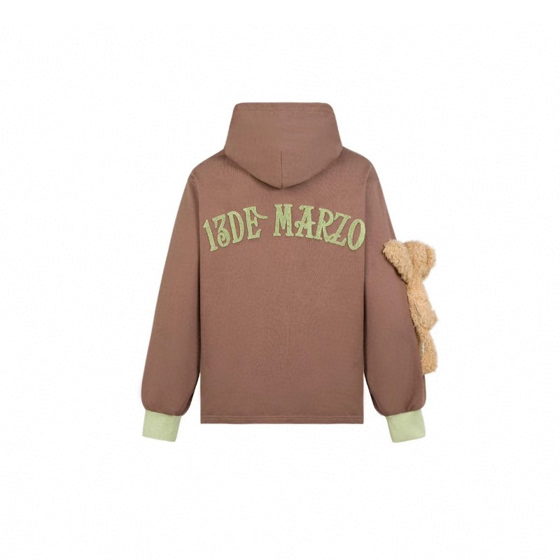 13De Marzo Bear Forearm Hoodie Brown