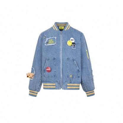 13 De Marzo X Smiley Broken Pin Denim Jacket Blue