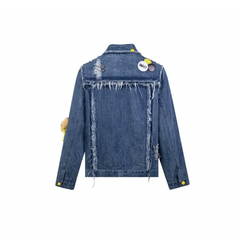 13 De Marzo X Smiley Broken Suture Denim Jacket Blue