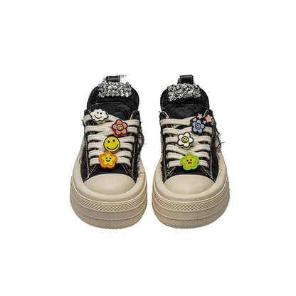 Foreshadow DIY Flower Patch Tweed Sneaker Black