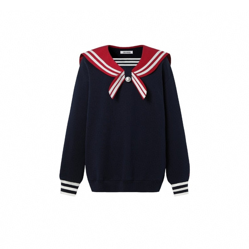 13 De Marzo Sailor Collar Plush Bear Sweater Navy