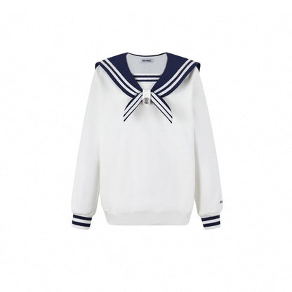 13 De Marzo Sailor Collar Plush Bear Sweater White