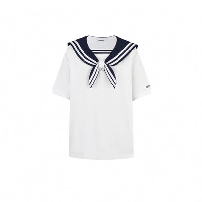 13De Marzo Plush Bear Sailor Collar Tee White