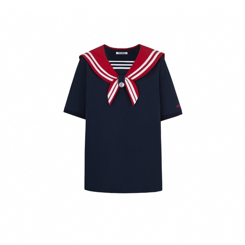 13De Marzo Plush Bear Sailor Collar Tee Navy