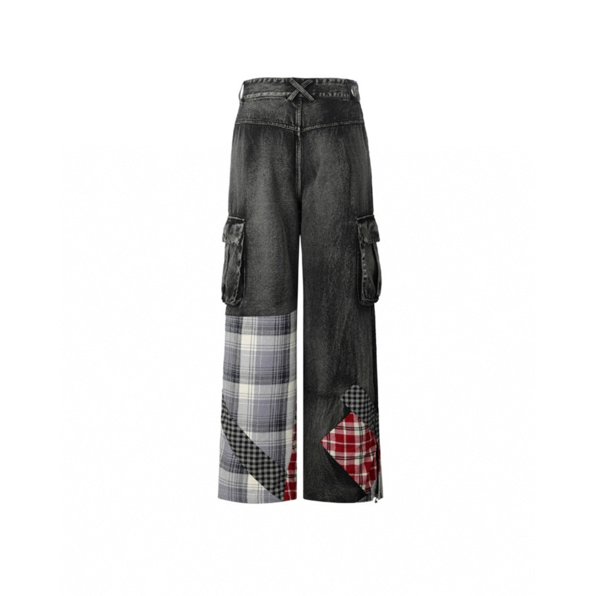 Weird Market Plaid Patch Denim Pants Black