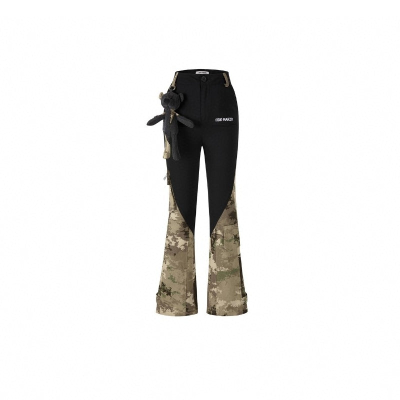 13De Marzo Plush Bear Camo Patch Pants Black