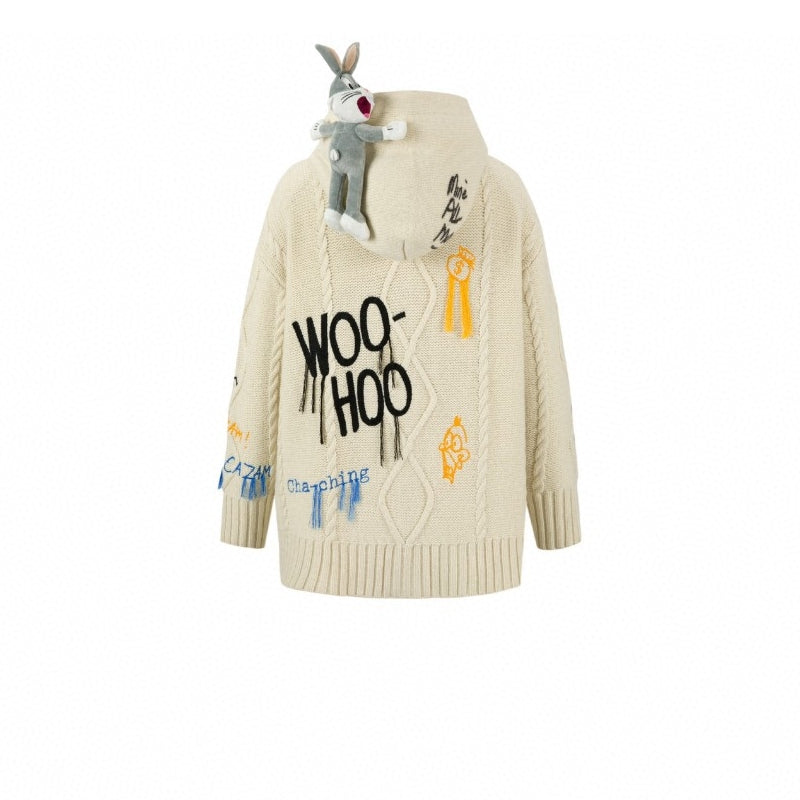 13De Marzo X Looney Tunes Daffy Duck Knit Cardigan Khaki