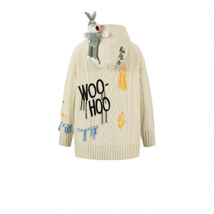 13De Marzo X Looney Tunes Daffy Duck Knit Cardigan Khaki