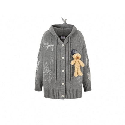 13De Marzo X Looney Tunes Daffy Duck Knit Cardigan Grey