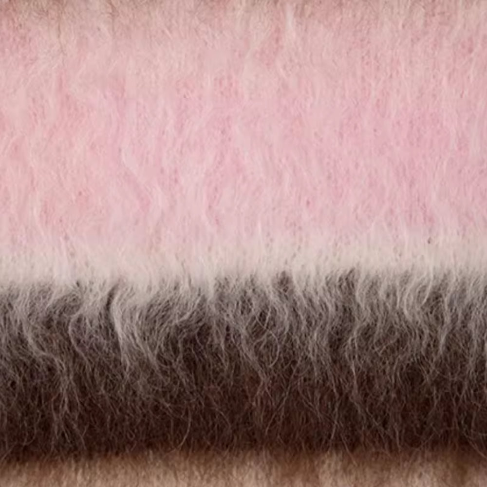 Herlian Raw Edge Striped Mohair Knit Sweater Pink