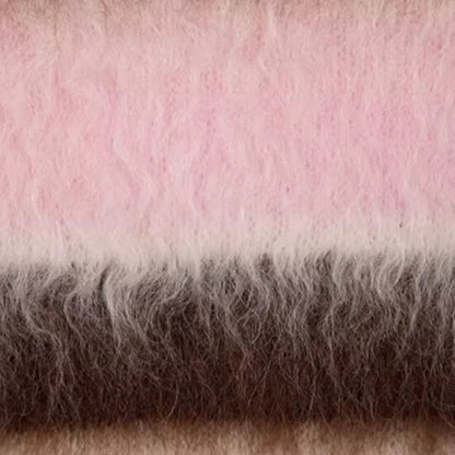 Herlian Raw Edge Striped Mohair Knit Sweater Pink