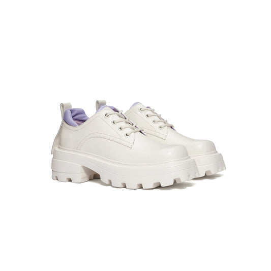 Lost In Echo Square Toe Platform Foam Brogues White