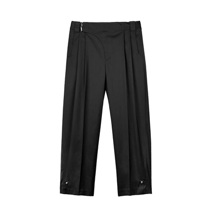 Unawares Double Buckle Pleated Suit Pants Black