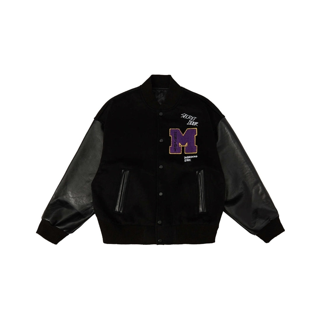 MEDM Embroidery M Logo Varsity Jacket Black