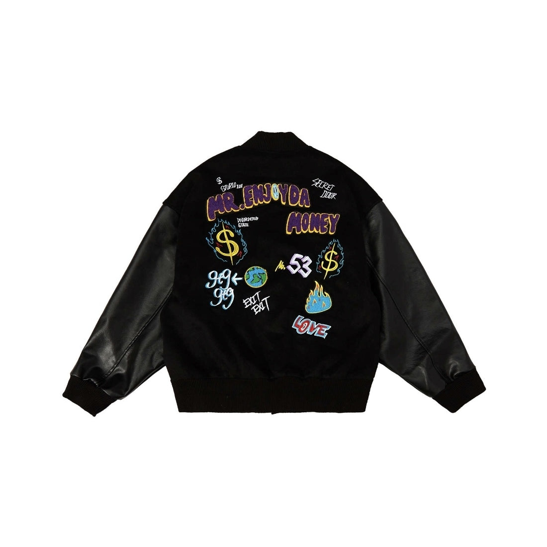 MEDM Embroidery M Logo Varsity Jacket Black