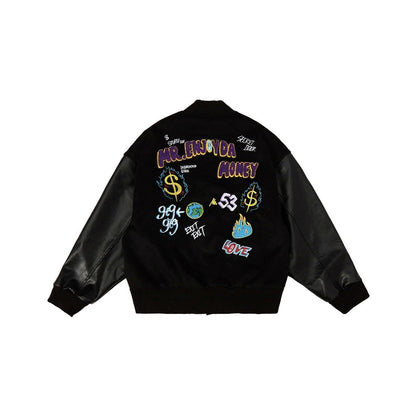 MEDM Embroidery M Logo Varsity Jacket Black