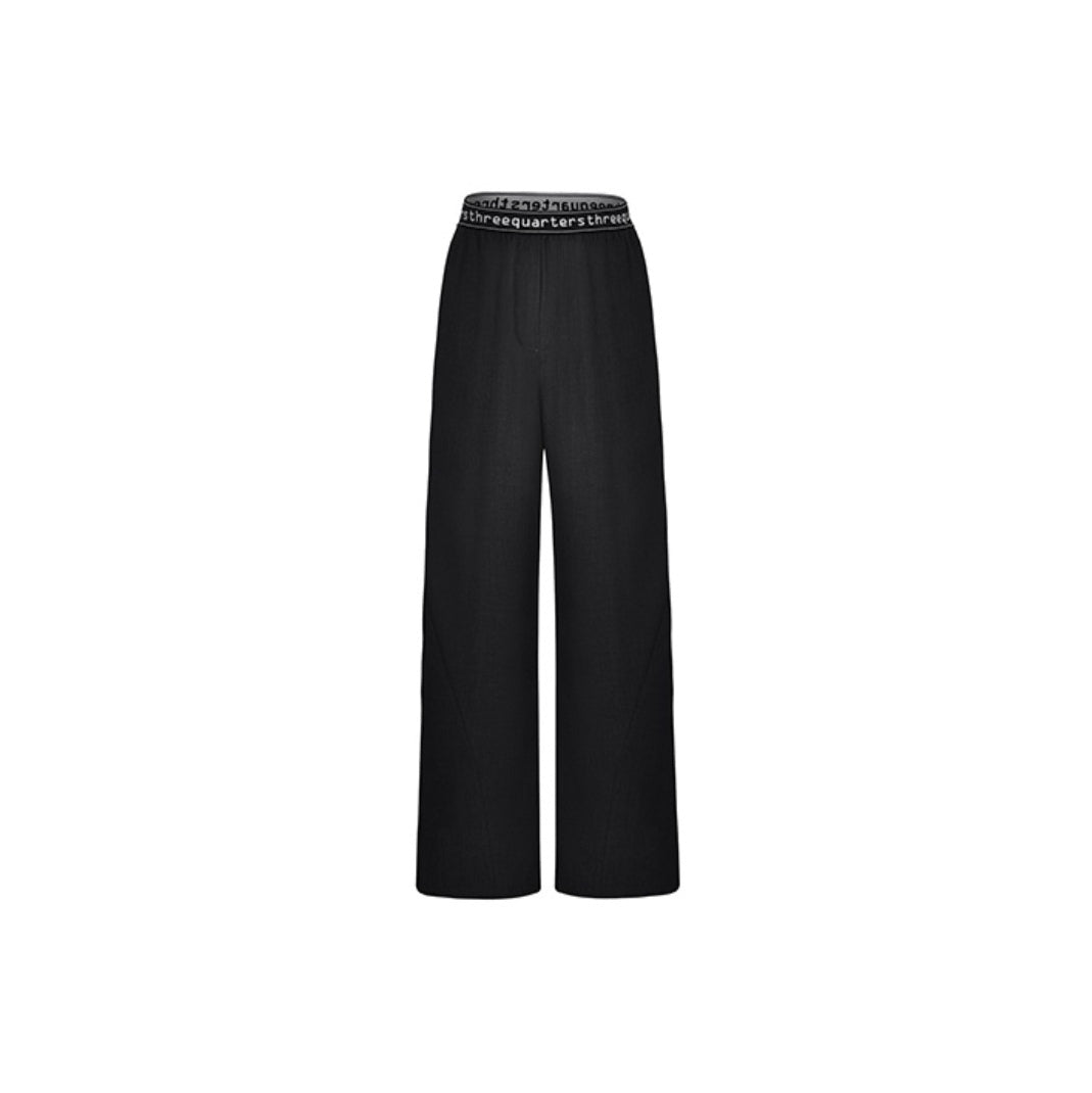 Three Quarters Waist Letter Logo Pants Black