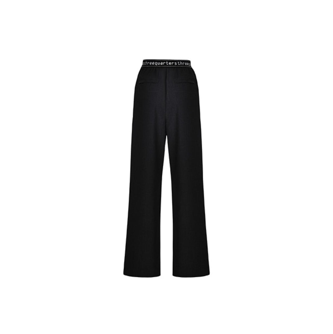 Three Quarters Waist Letter Logo Pants Black