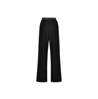 Three Quarters Waist Letter Logo Pants Black