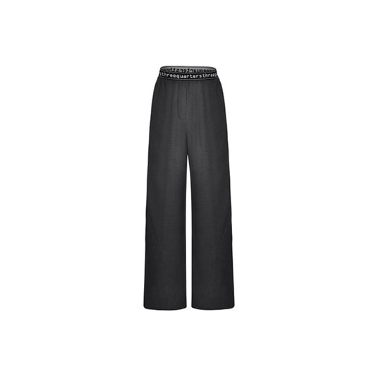 Three Quarters Waist Letter Logo Pants Grey