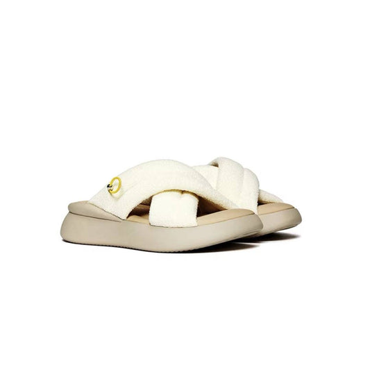 Lost In Echo Cross Strap Pump Slipper Cream