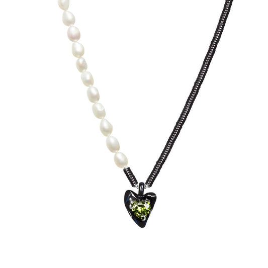 Lost In Echo Pearl Enamel Colored Necklace Black