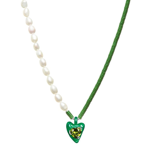 Lost In Echo Pearl Enamel Colored Necklace Green