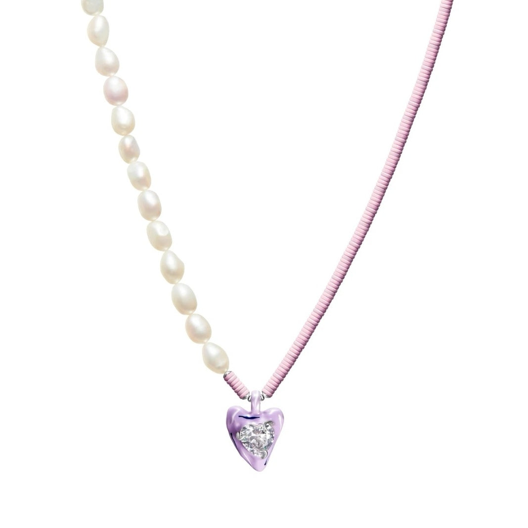 Lost In Echo Pearl Enamel Colored Necklace Purple