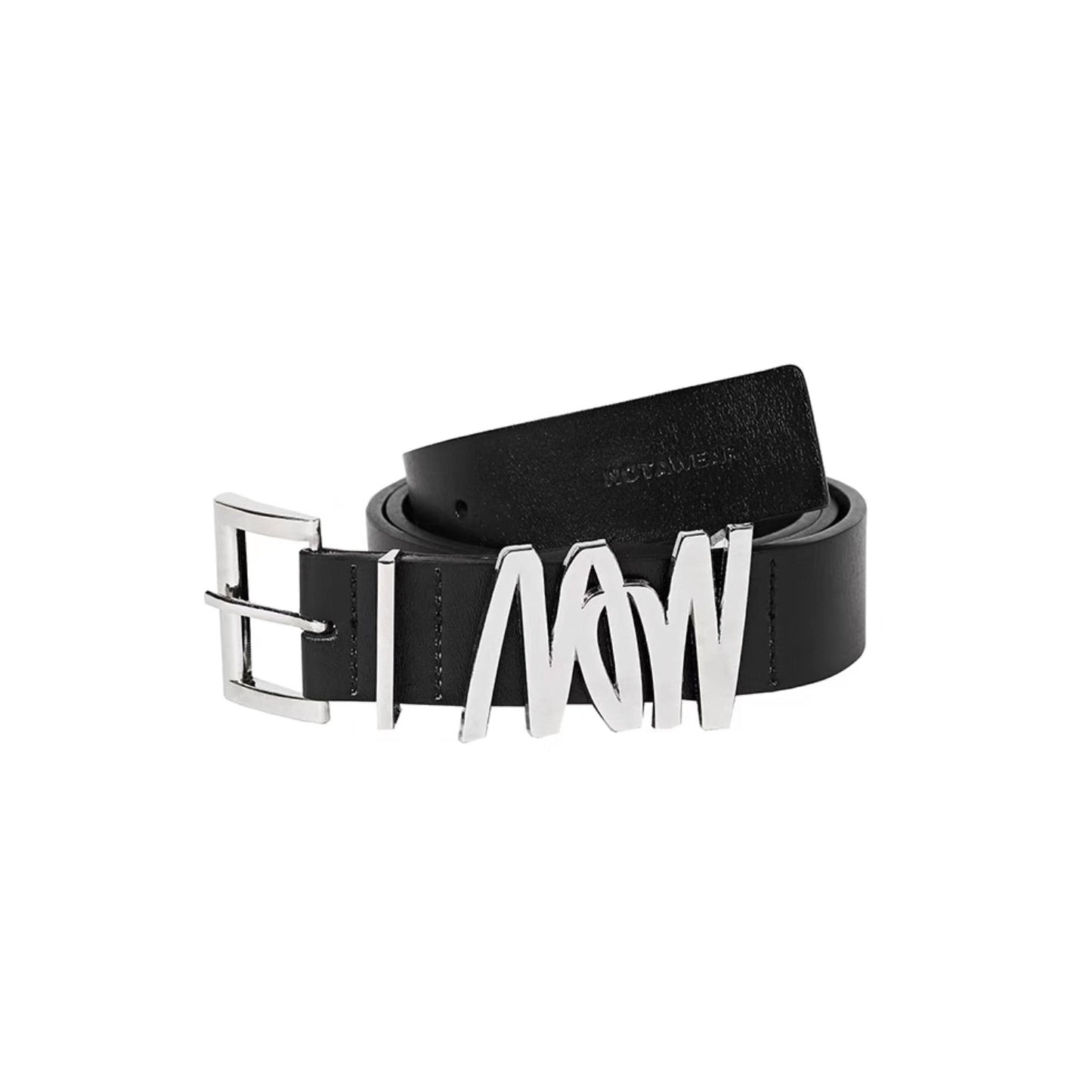 NotAwear Metal Logo Leather Belt Black