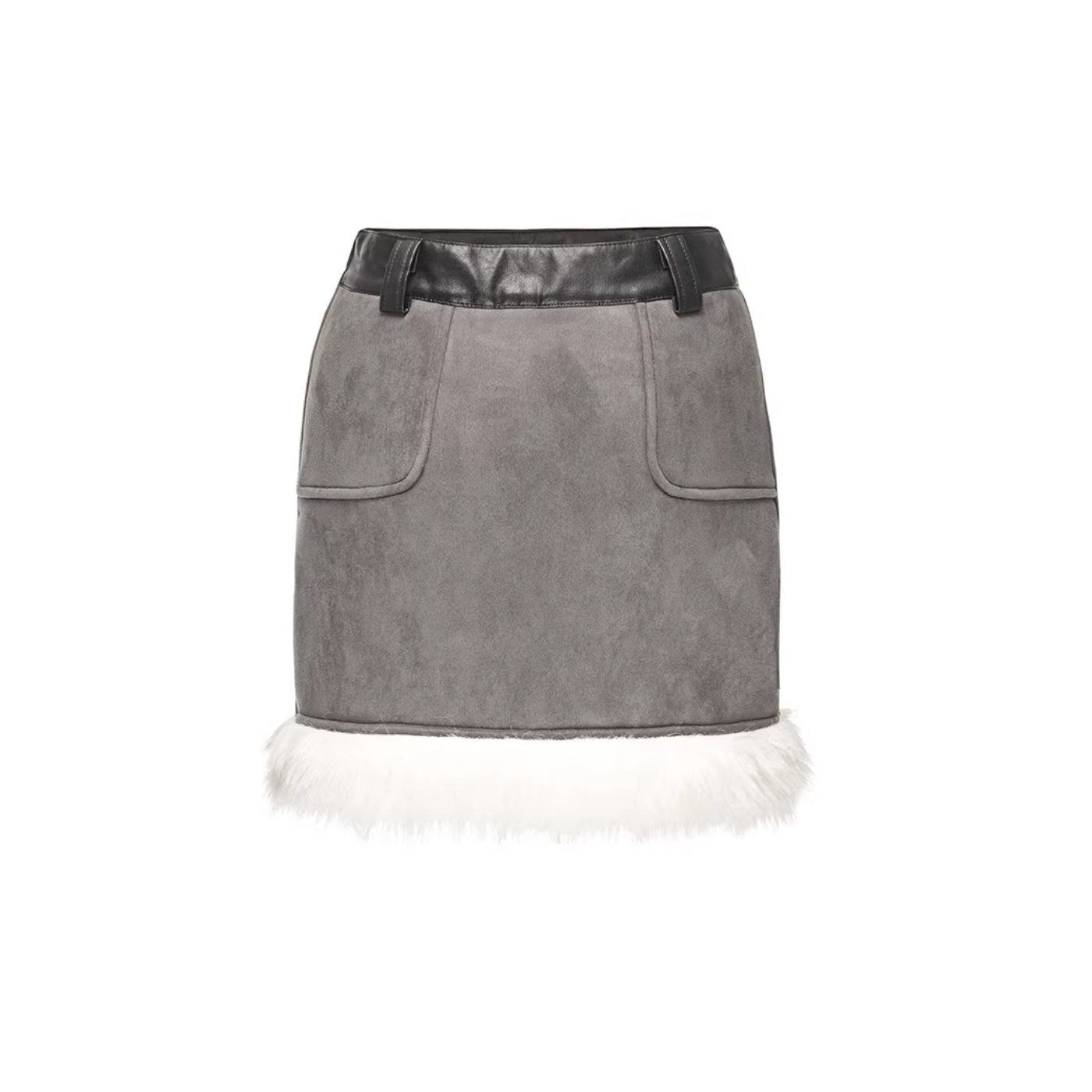 NotAwear Wool Suede Leather Skirt Grey