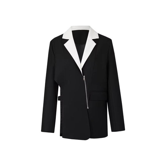 NotAwear Diagonal Zipper Oversize Blazer Black