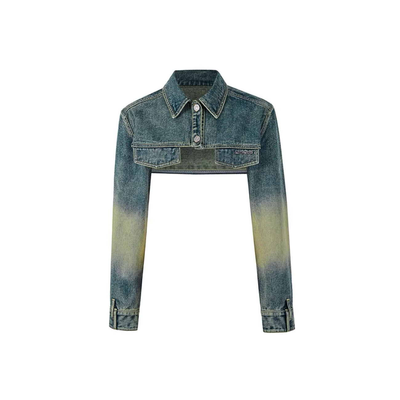 NotAwear Washed Short Denim Jacket Blue